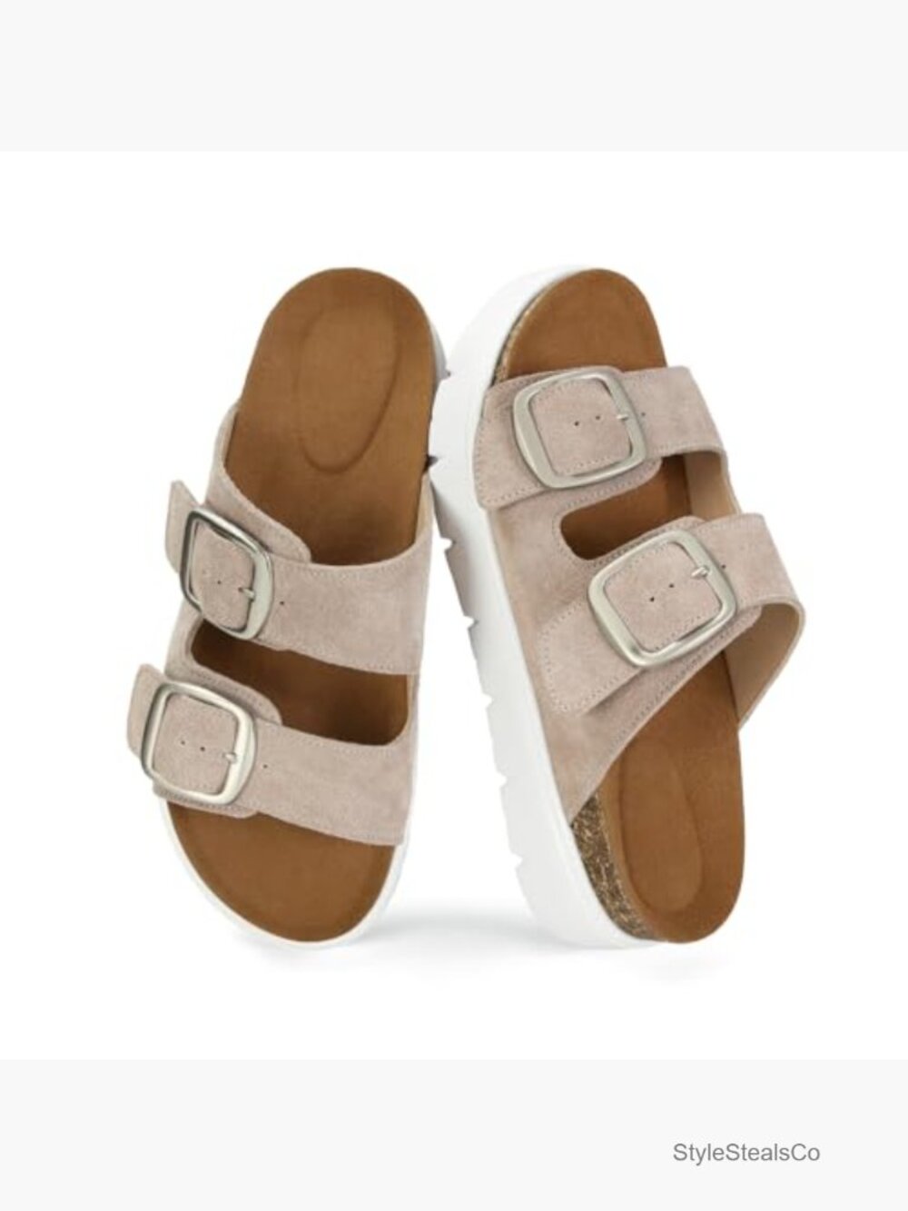 Genuine Leather Platform Sandals Women Comfort Summer Slide Beach Adjustable - Picture 4 of 7